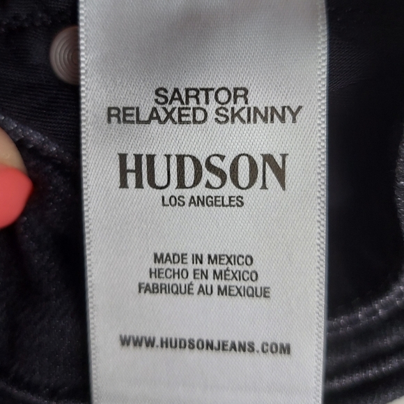 Men's 36" Hudson Sarto Relaxed Skinny Black Jeans With Stretch - Picture 14 of 16